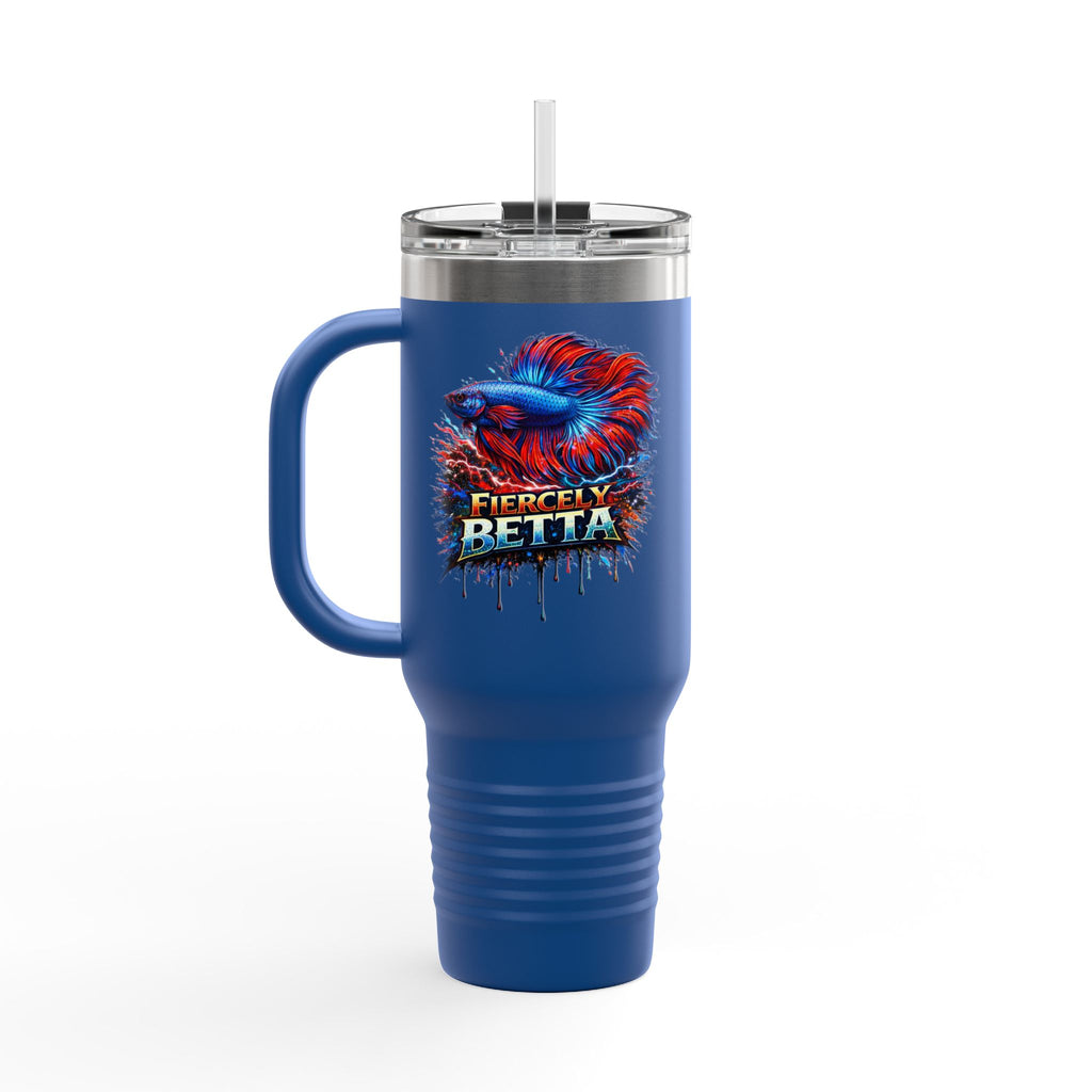 40oz Insulated Travel Mug — 'Fiercely Betta' Colorful Betta Fish Design