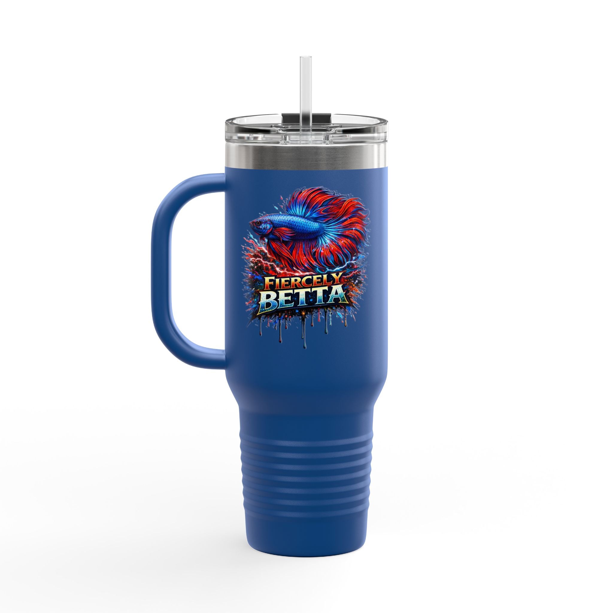 40oz Insulated Travel Mug — 'Fiercely Betta' Colorful Betta Fish Design