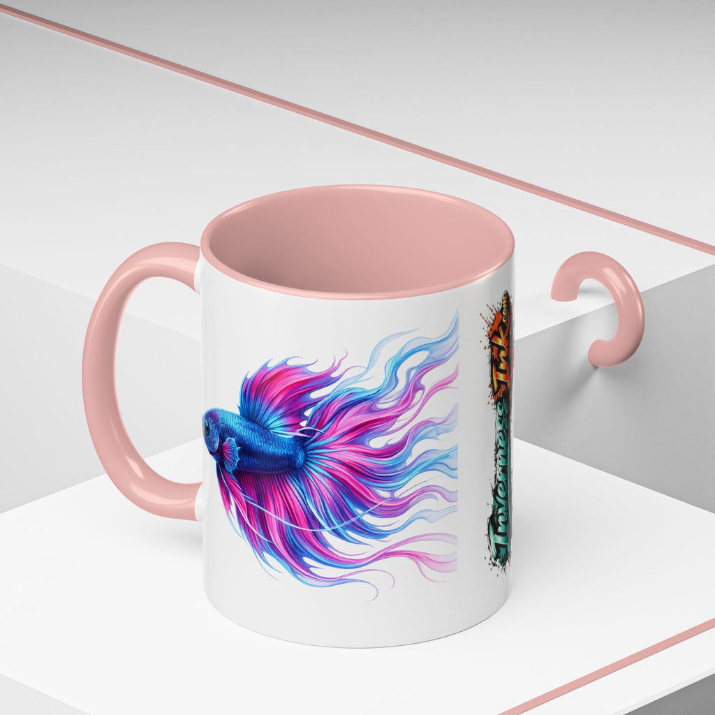Betta Fish Accent Coffee Mug — Vibrant Neon Betta Design (11/15 oz)