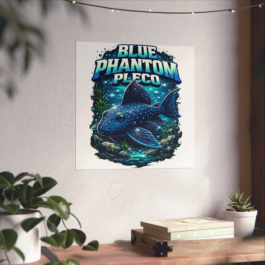Blue Phantom Pleco Poster — Matte Vertical Aquarium Fish Art Print