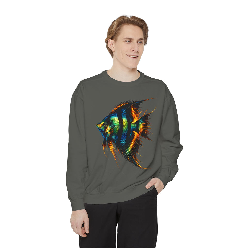 Angelfish Art Sweatshirt — Colorful Aquarium Fish Graphic Sweatshirt