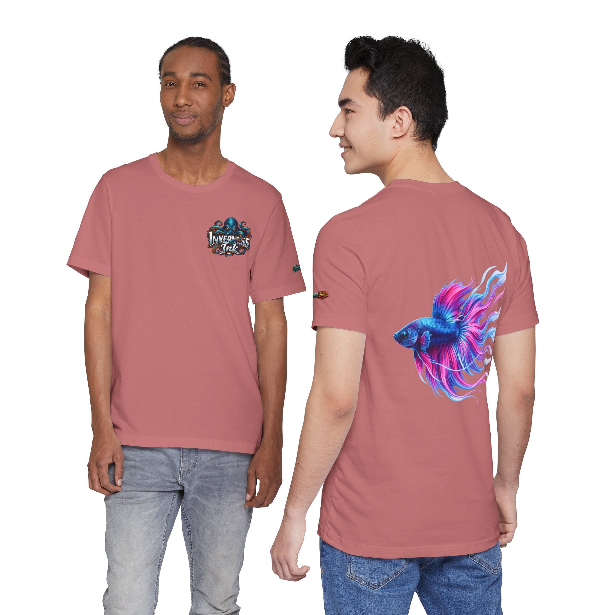 Betta Fish Graphic Tee — Vibrant Blue & Pink Aquatic Art T‑Shirt