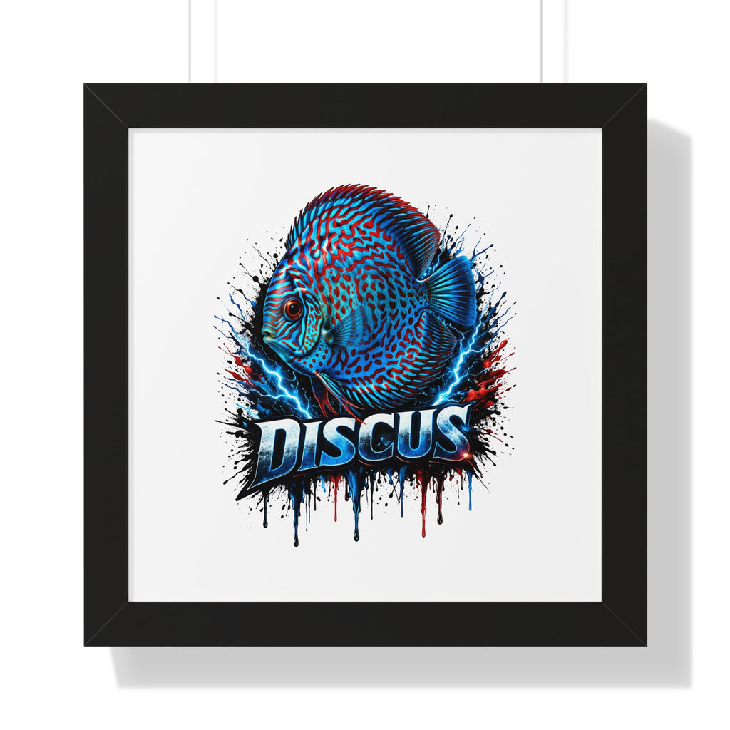 Discus Fish Wall Art — Framed Horizontal Poster with Bold Aquatic Splash Design