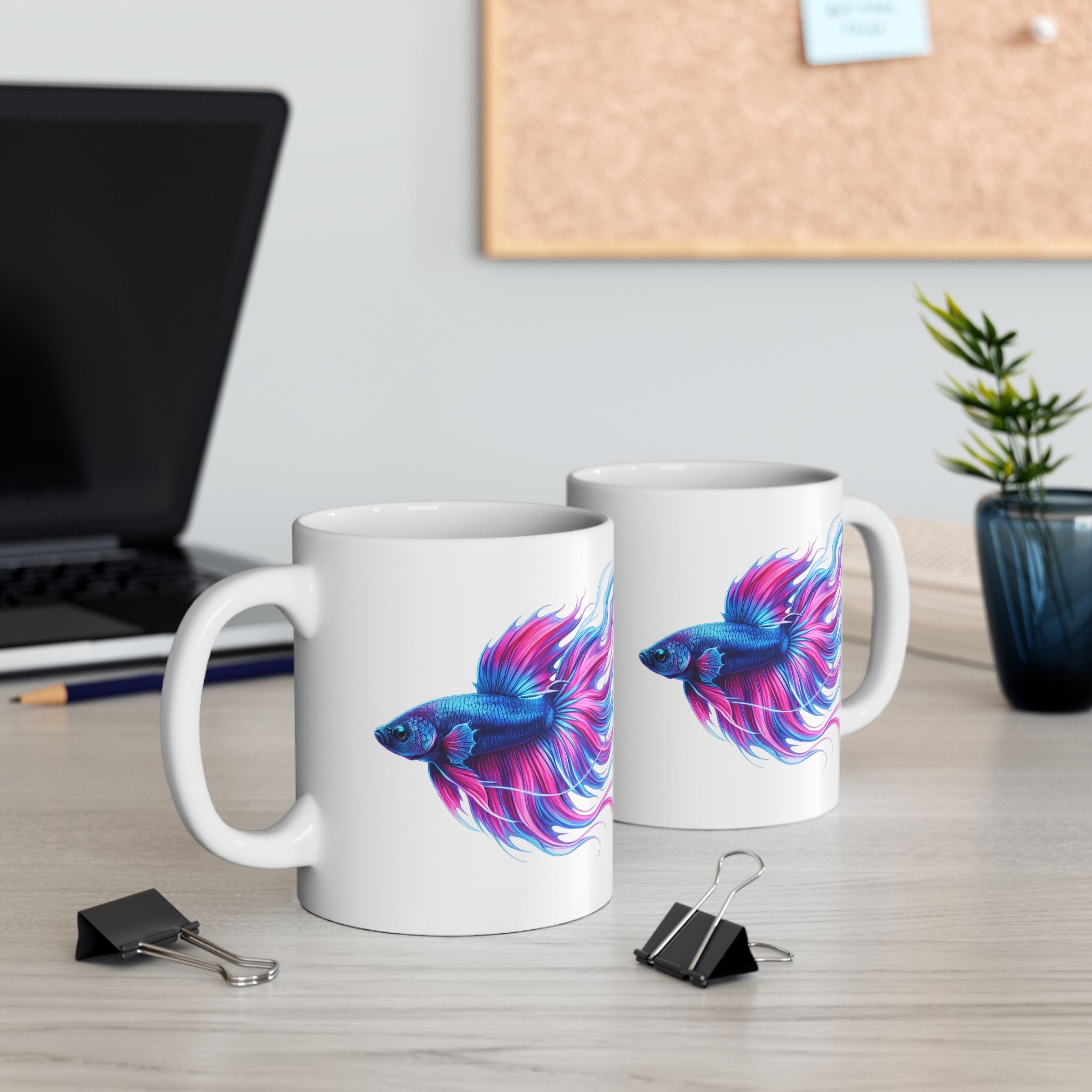Colorful Betta Fish Ceramic Mug — Vibrant Aquatic Art Coffee Cup (11oz, 15oz)