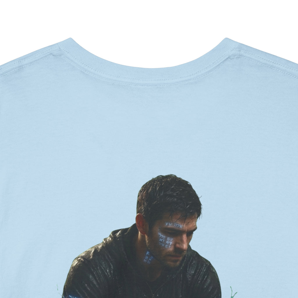 T-Shirt — Nature Warrior Graphic Tee with Man and Dog Illustration
