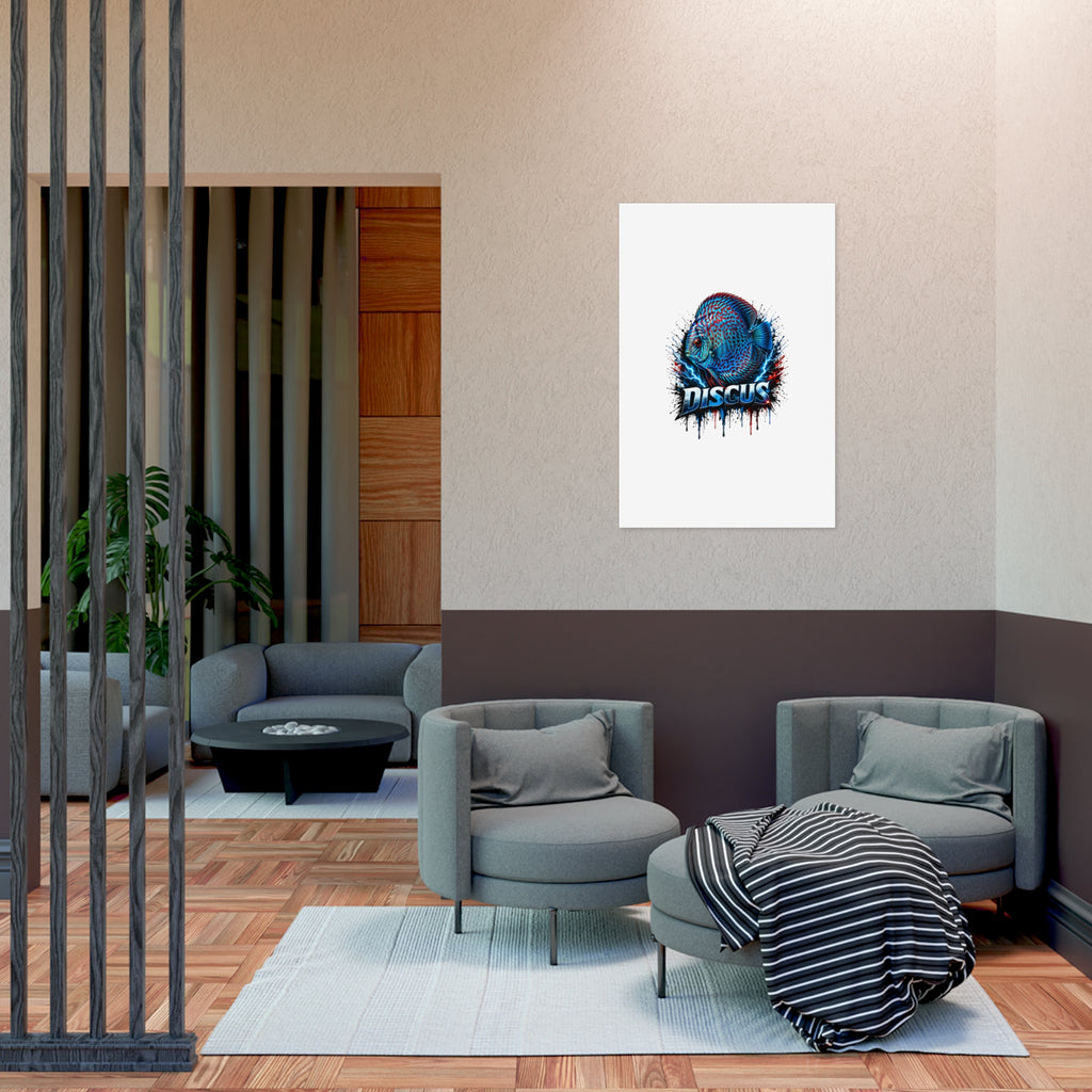 Discus Fish Poster — Vibrant Blue Aquarium Art Print