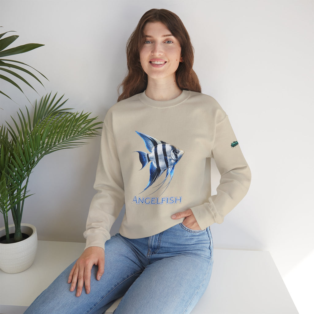 Angelfish Crewneck Sweatshirt — Blue Tropical Fish Graphic