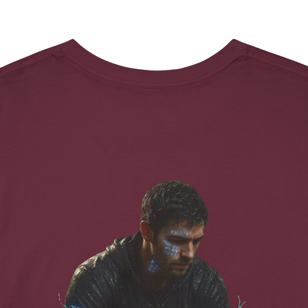 T-Shirt — Nature Warrior Graphic Tee with Man and Dog Illustration