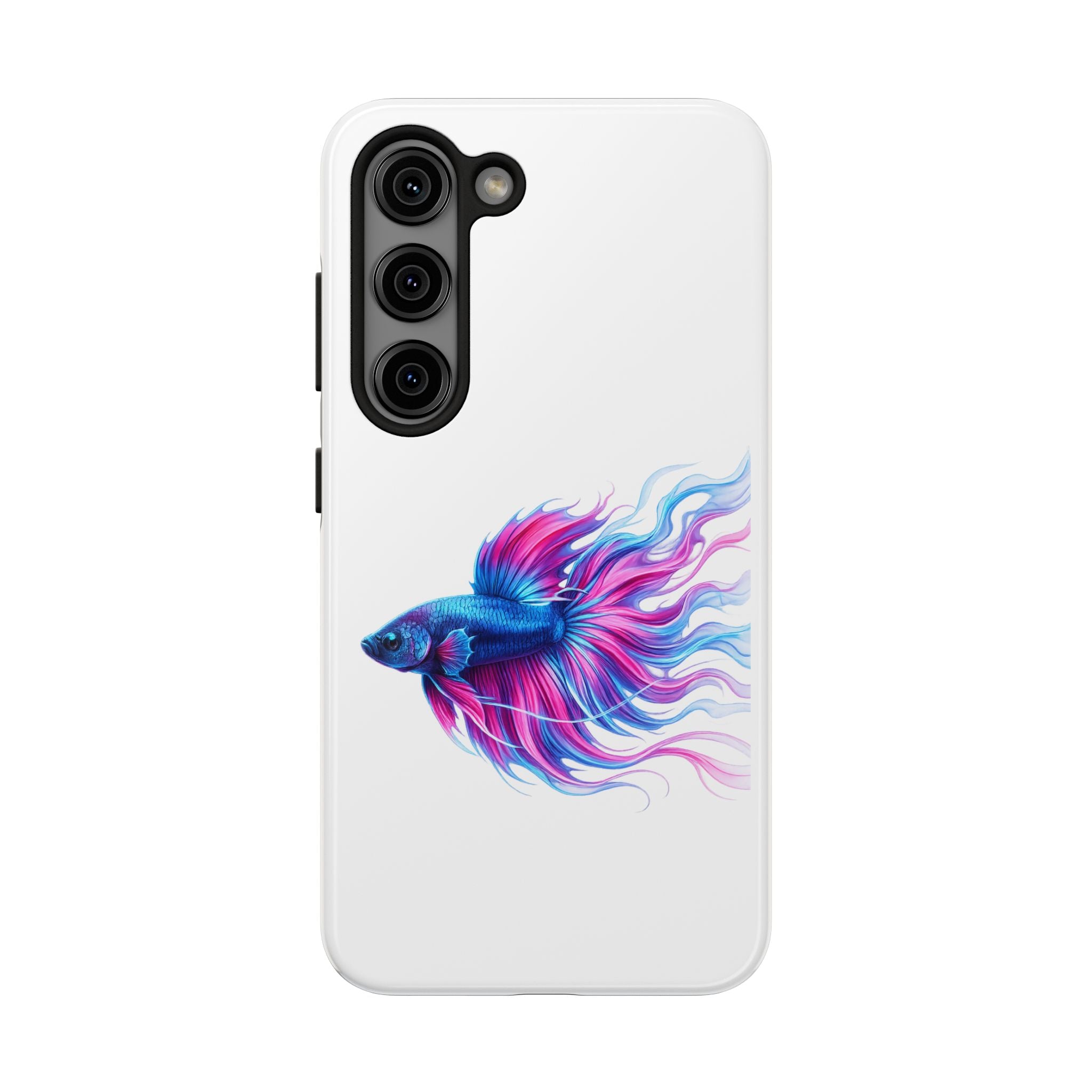 Betta Fish Tough Phone Case — Colorful Blue & Pink Aquarium Art