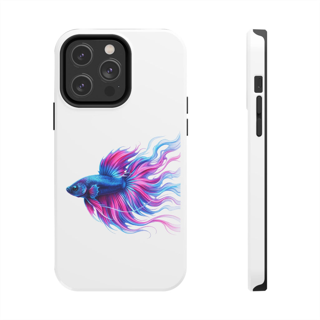 Betta Fish Tough Phone Case — Colorful Blue & Pink Aquarium Art