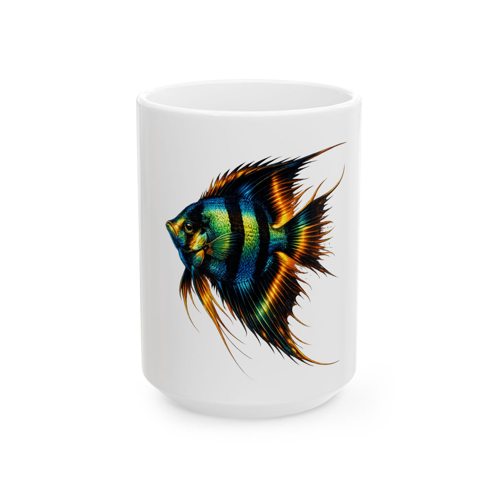Tropical Angelfish Ceramic Mug – Colorful Aquarium Fish Coffee Cup (11oz, 15oz)