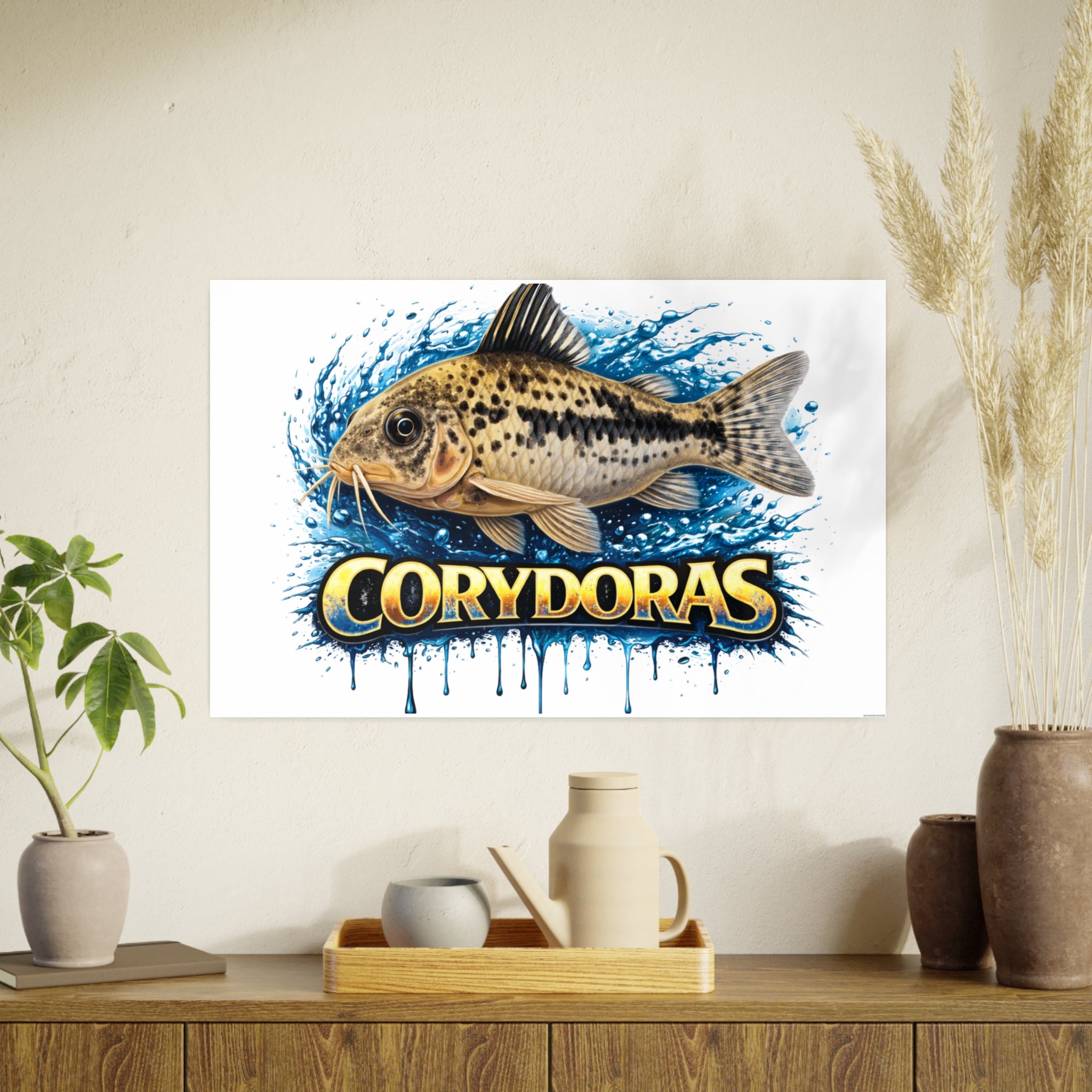 Peppered Corydoras Fish Art Poster — Vibrant Aquarium Print