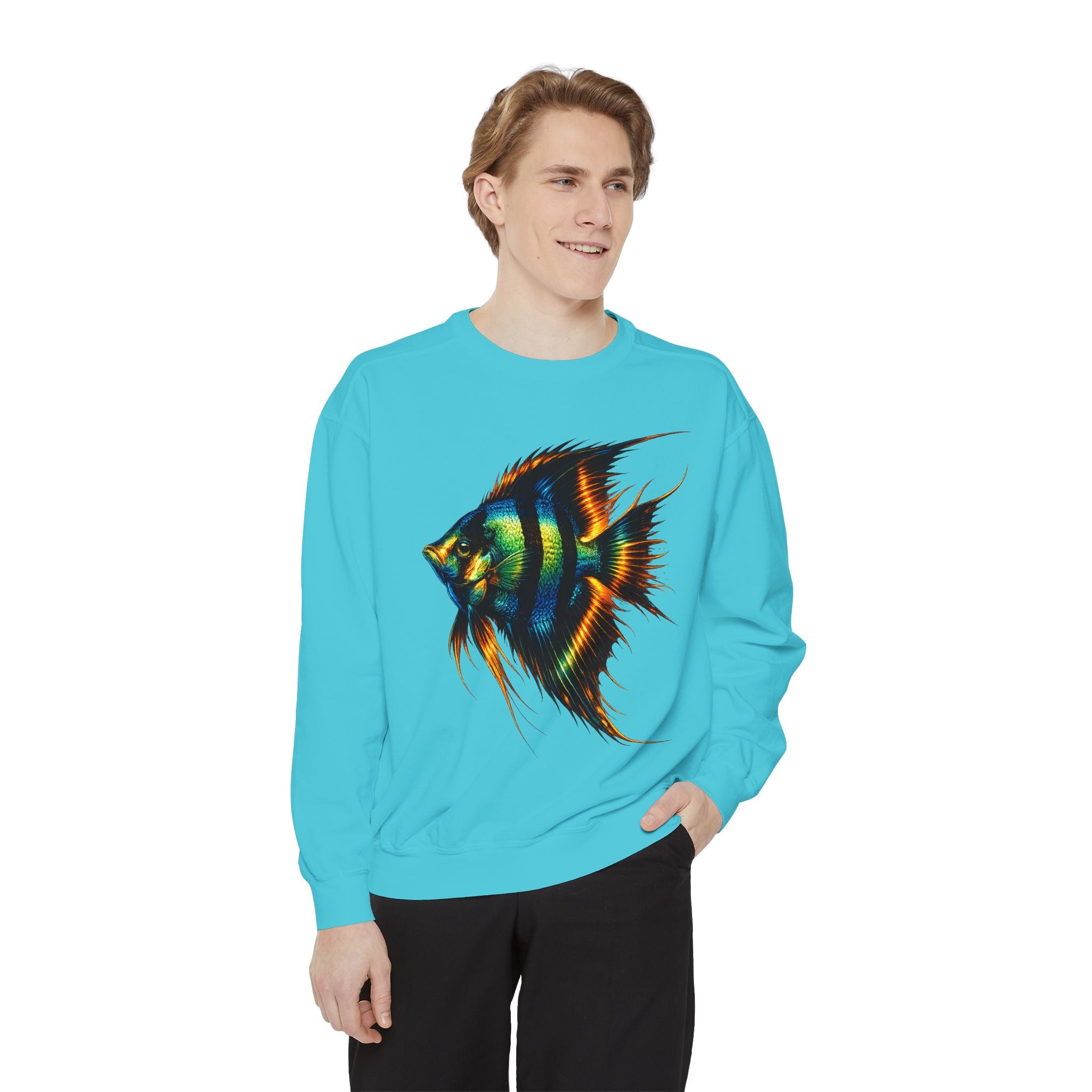 Angelfish Art Sweatshirt — Colorful Aquarium Fish Graphic Sweatshirt