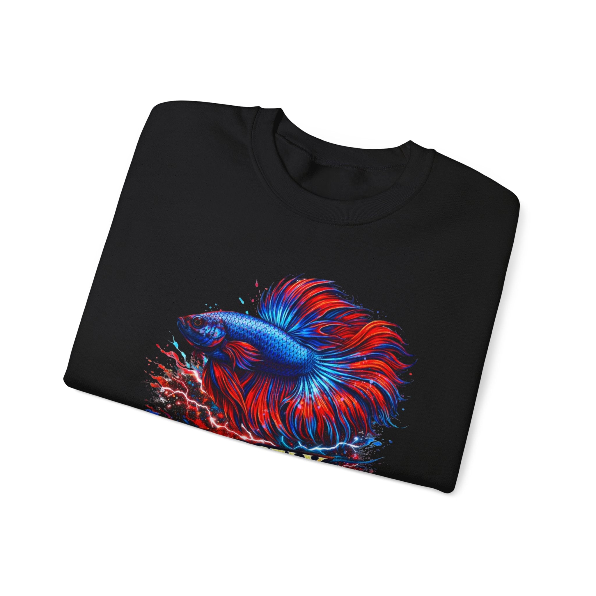 Betta Fish Crewneck Sweatshirt — "Fiercely Betta" Colorful Aquarium Graphic