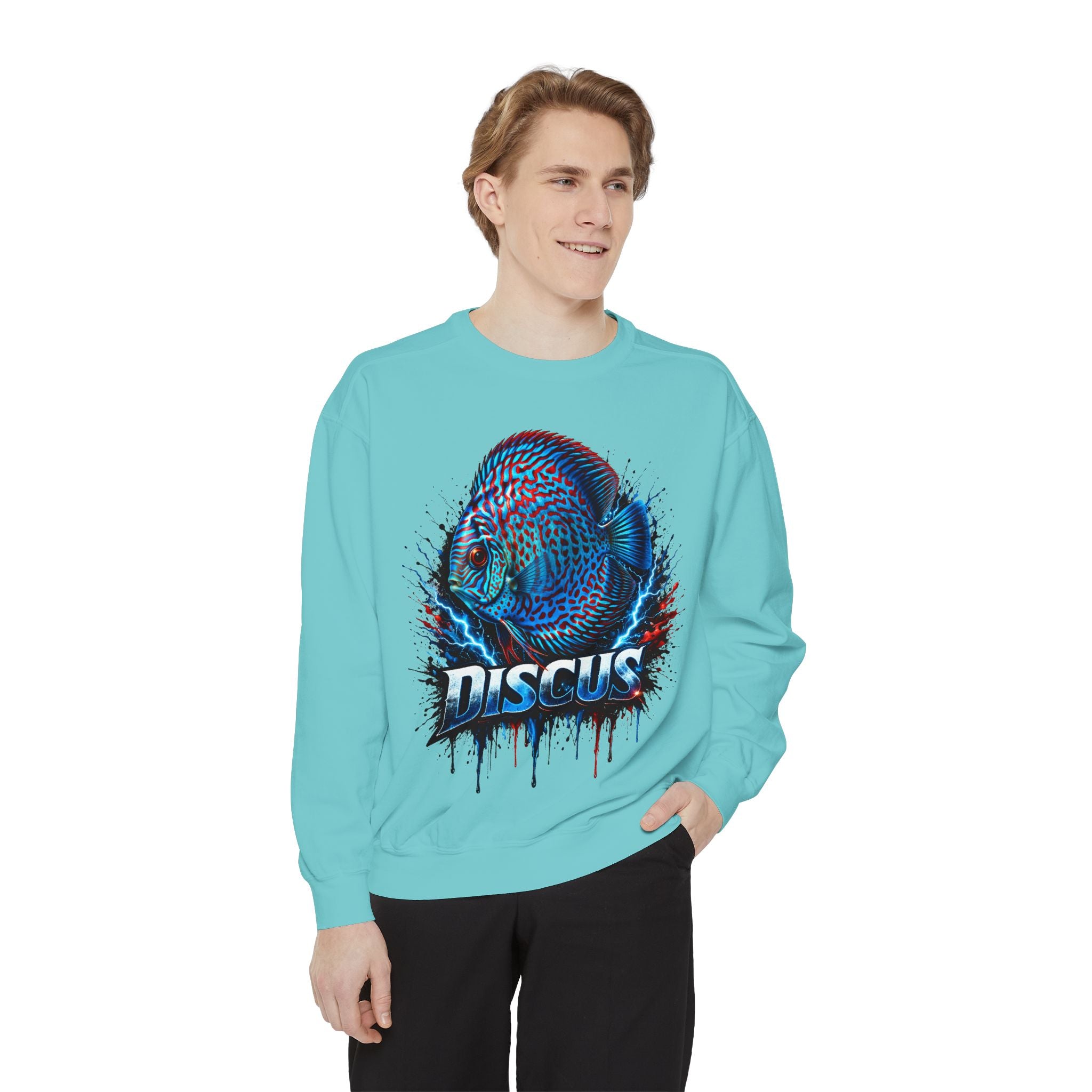 Discus Fish Graphic Sweatshirt — Vibrant Aquarium Lover Crewneck