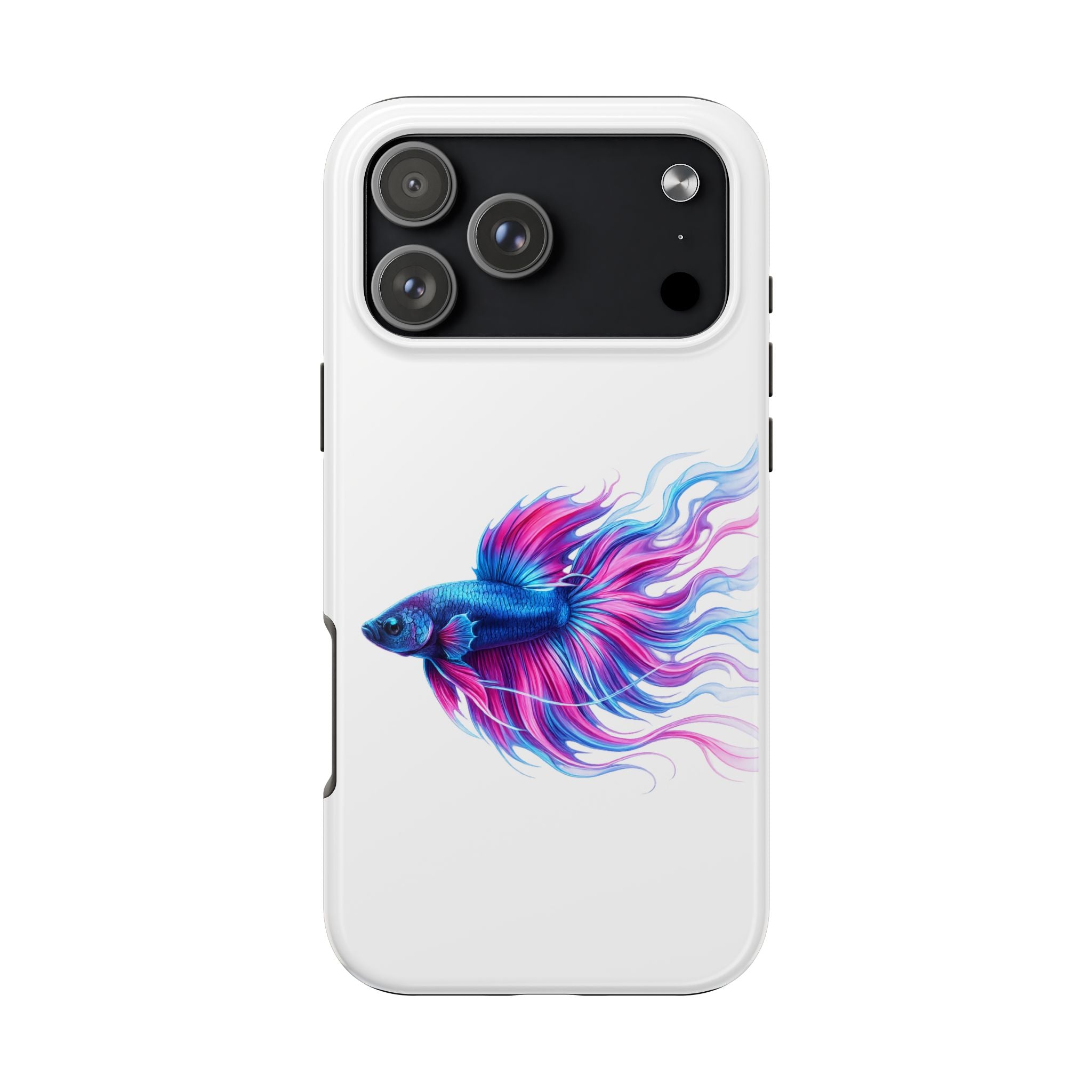 Betta Fish Tough Phone Case — Colorful Blue & Pink Aquarium Art