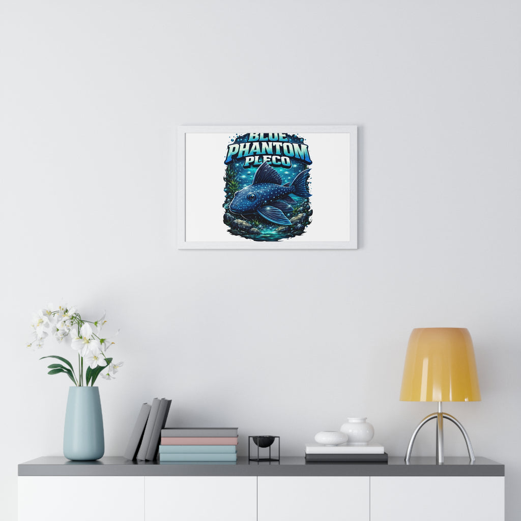 Blue Phantom Pleco Framed Poster — Aquatic Fish Art Print