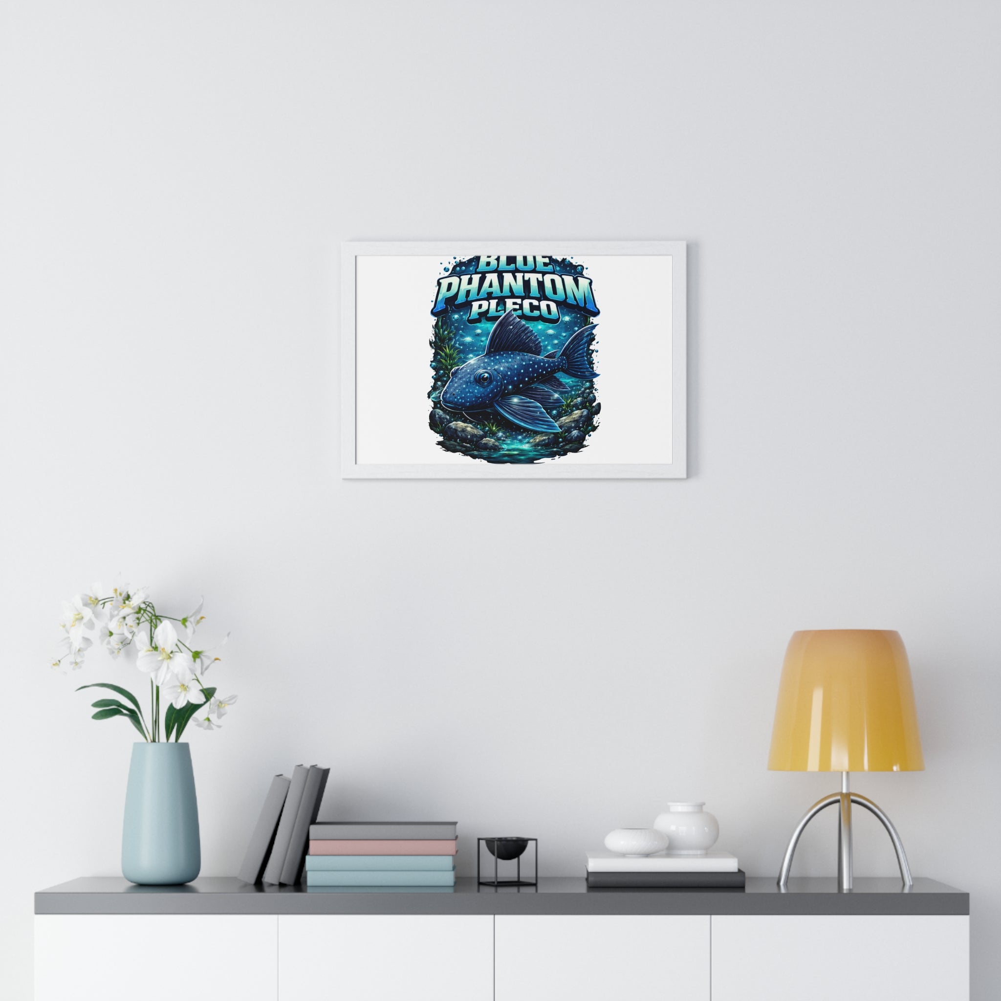 Blue Phantom Pleco Framed Poster — Aquatic Fish Art Print