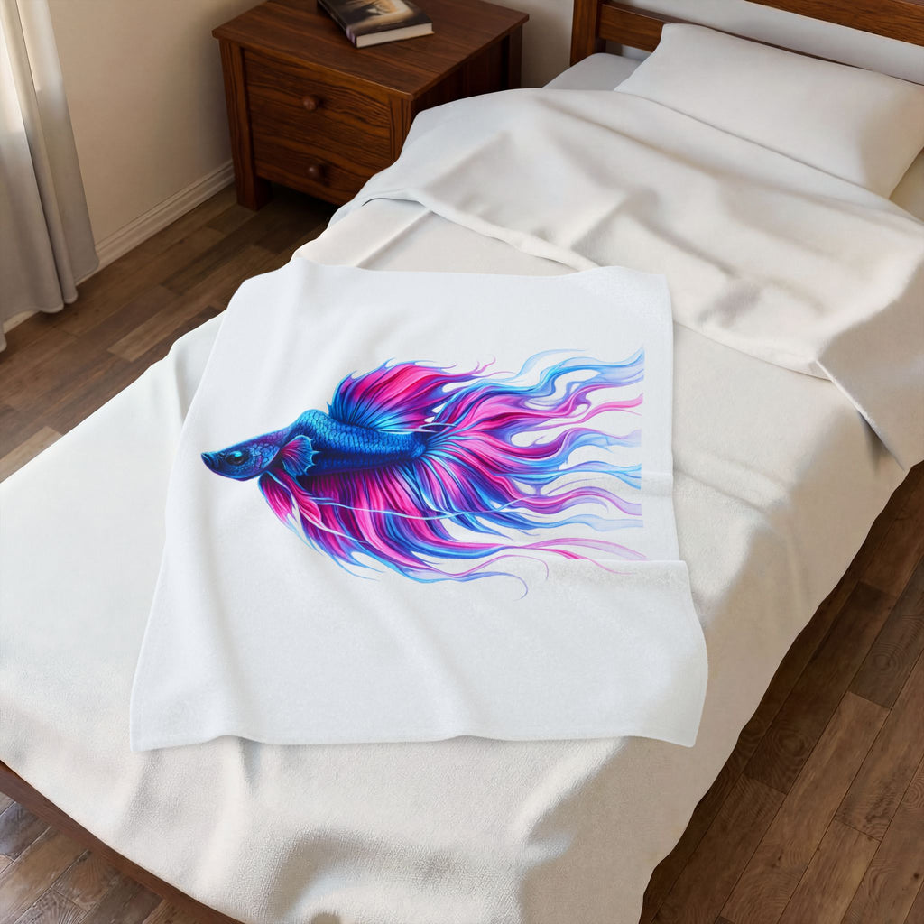 Velveteen Plush Blanket — Electric Paint Betta