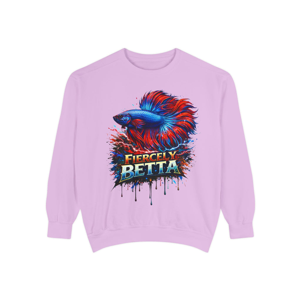 Betta Fish Sweatshirt — "Fiercely Betta" Colorful Aquarium Crewneck