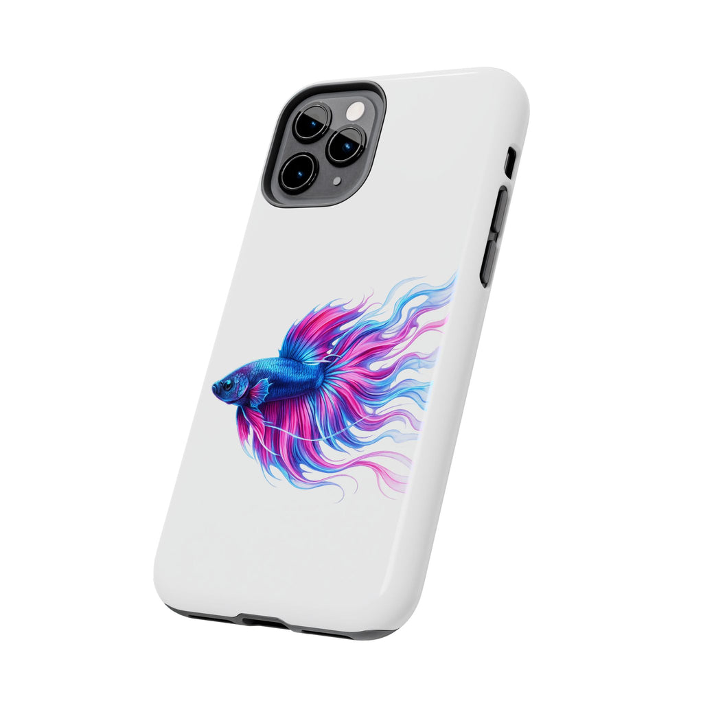 Betta Fish Tough Phone Case — Colorful Blue & Pink Aquarium Art