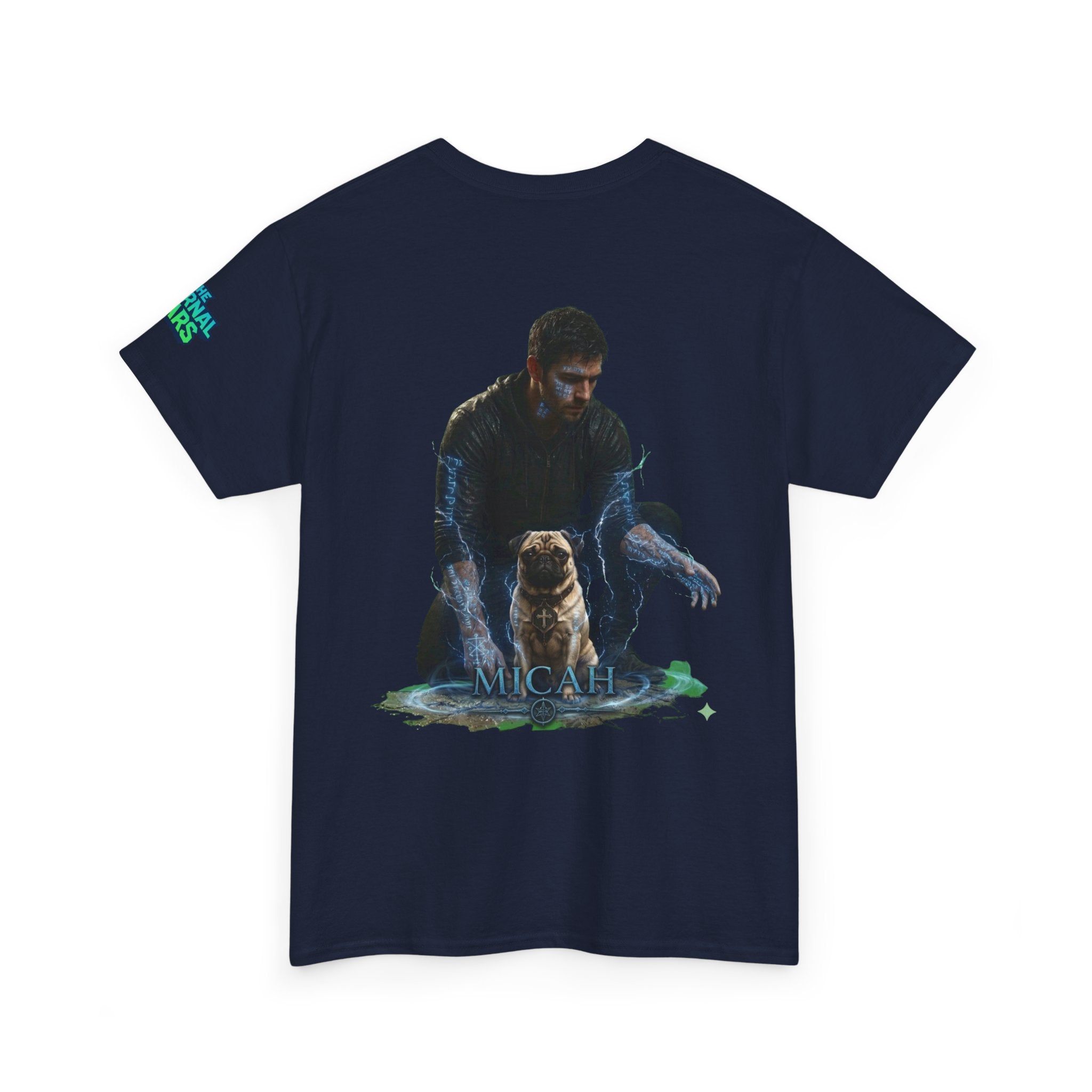 T-Shirt — Nature Warrior Graphic Tee with Man and Dog Illustration