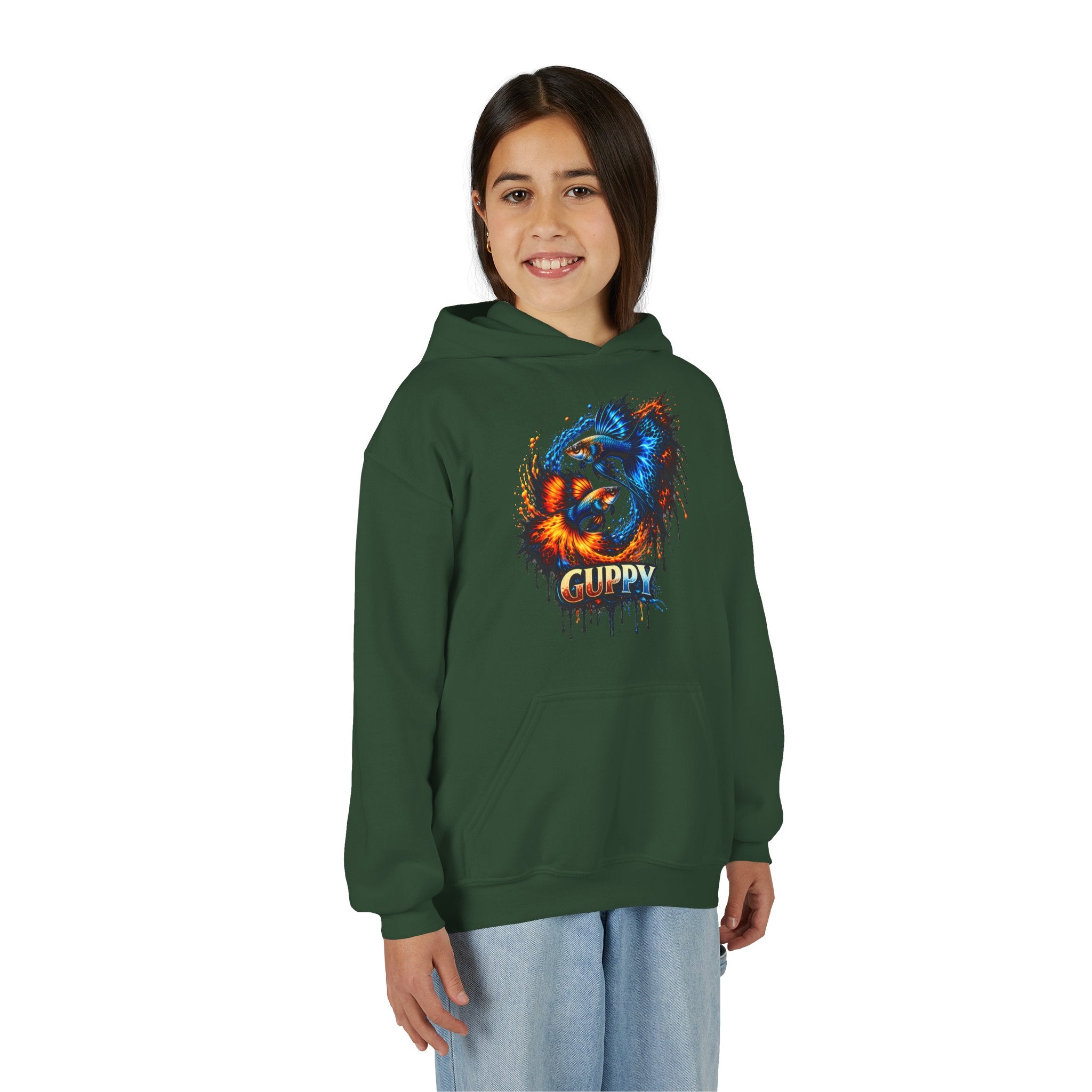 Fire & Ice Guppy – Kids "Neon Flare" Fleece Hoodie