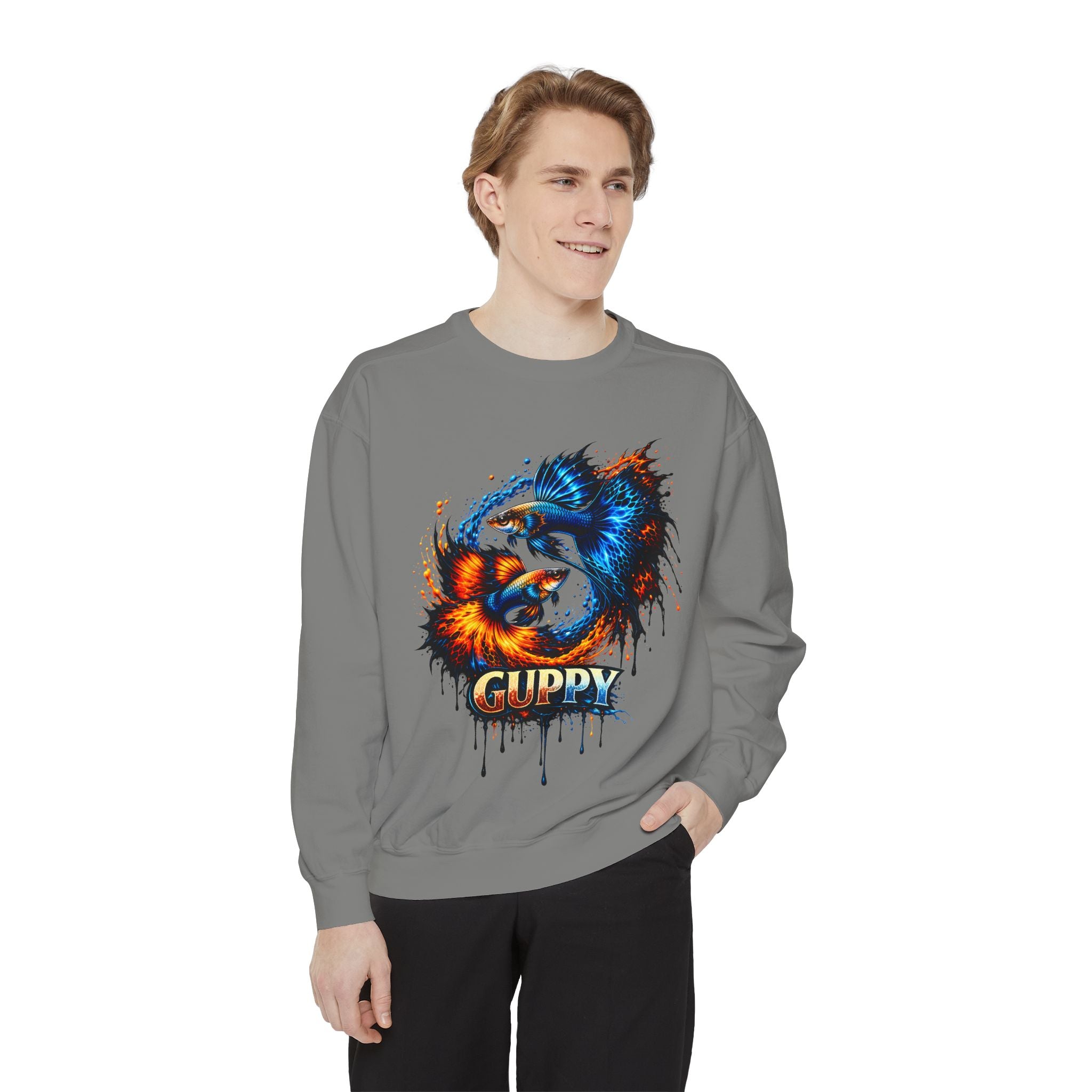 Fire & Ice Guppy – Premium "Neon Flare" Garment-Dyed Sweatshirt