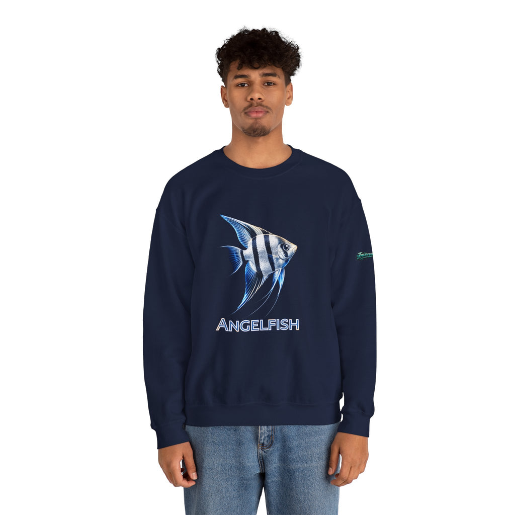 Angelfish Crewneck Sweatshirt — Blue Tropical Fish Graphic