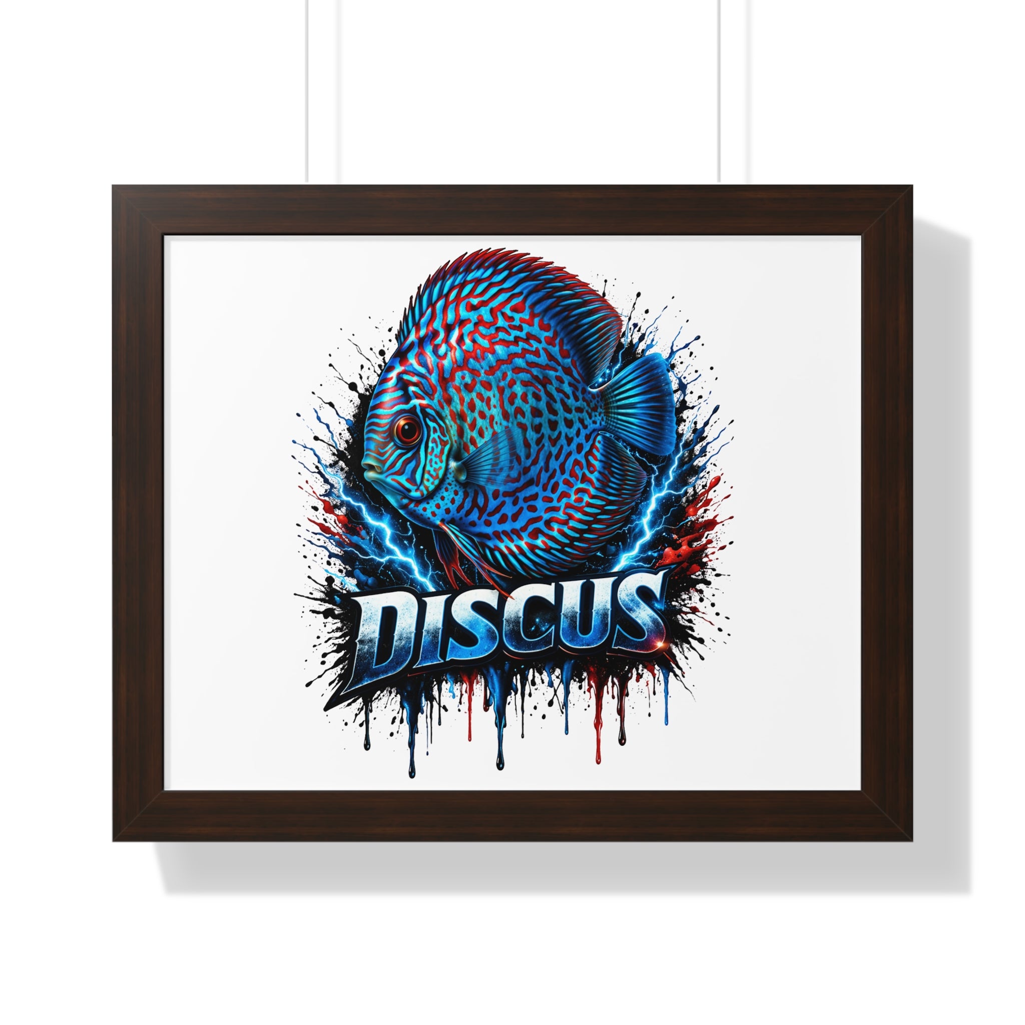 Discus Fish Wall Art — Framed Horizontal Poster with Bold Aquatic Splash Design