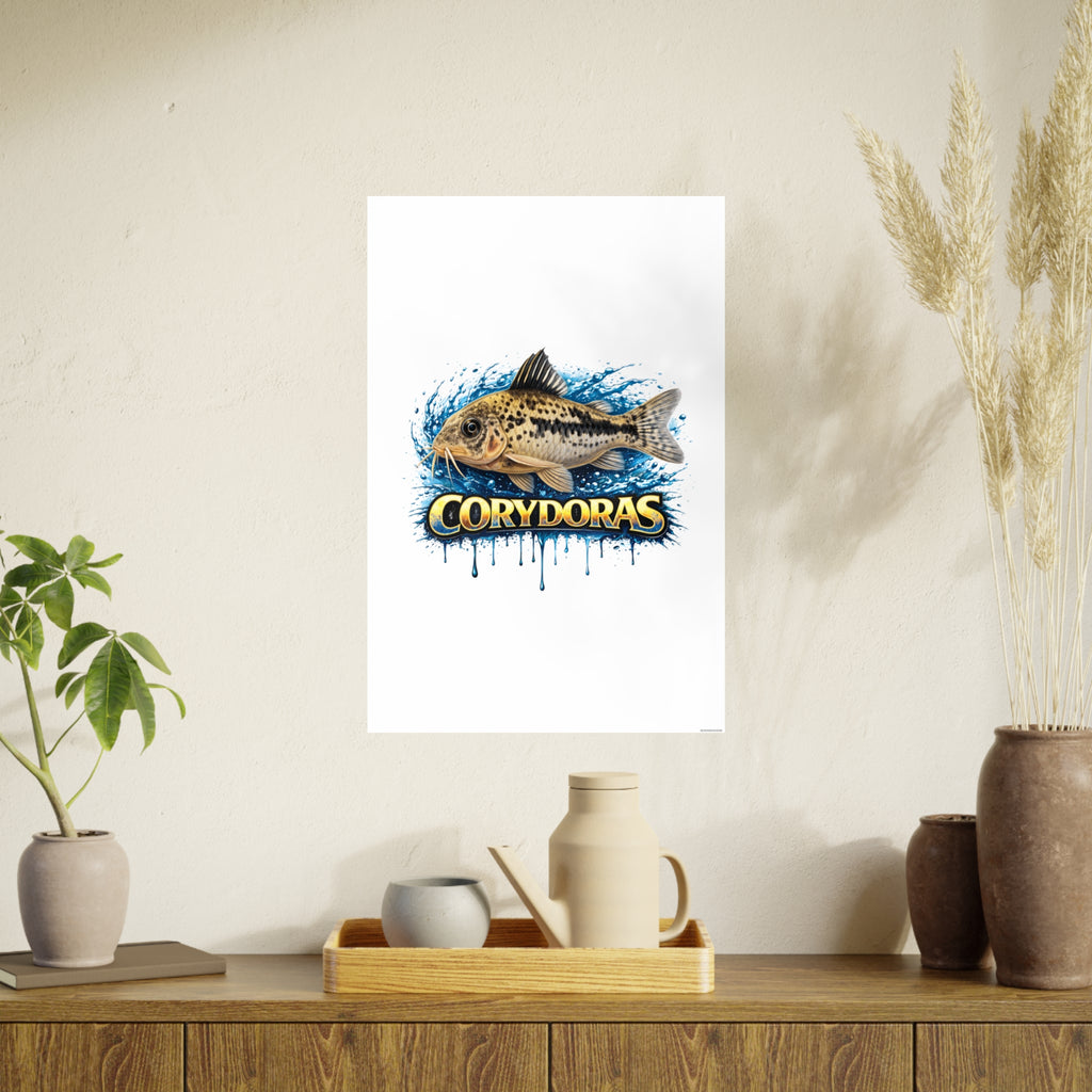 Peppered Corydoras Fish Art Poster — Vibrant Aquarium Print