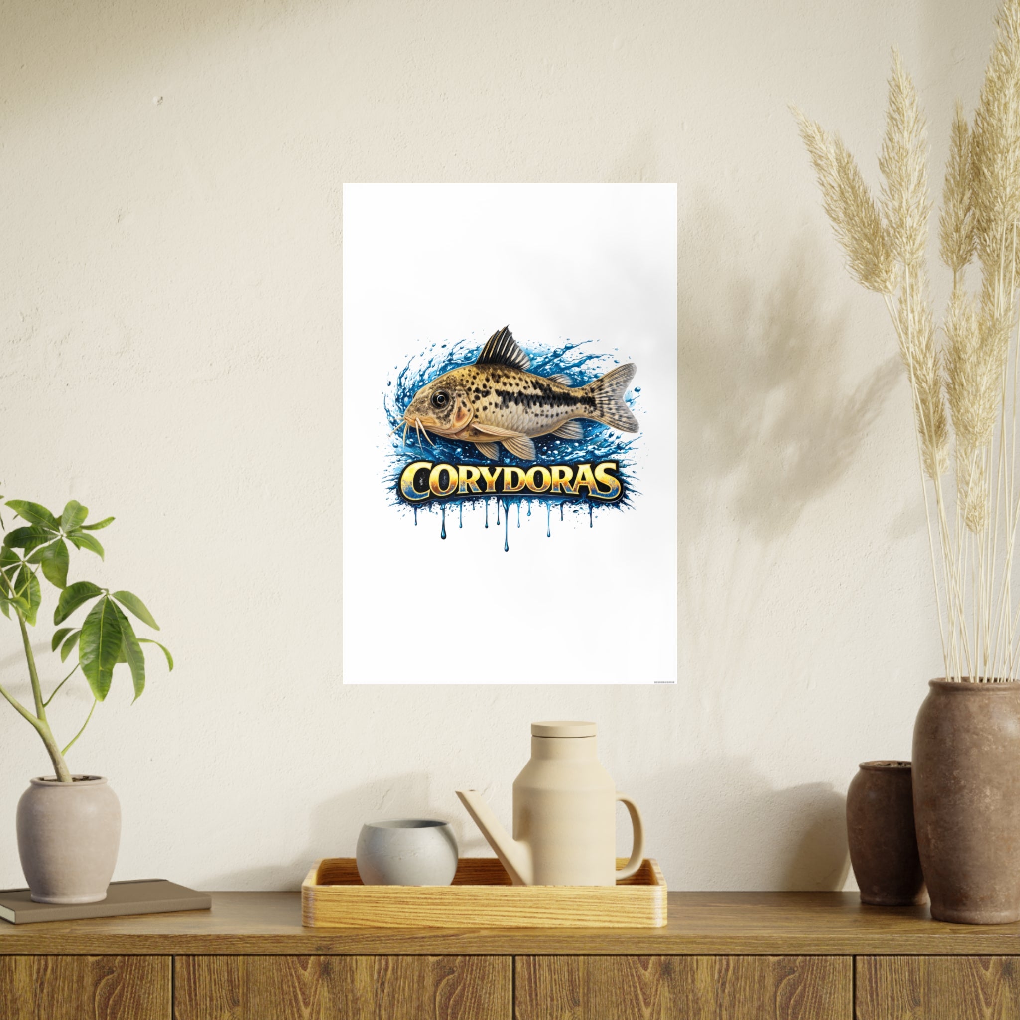 Peppered Corydoras Fish Art Poster — Vibrant Aquarium Print