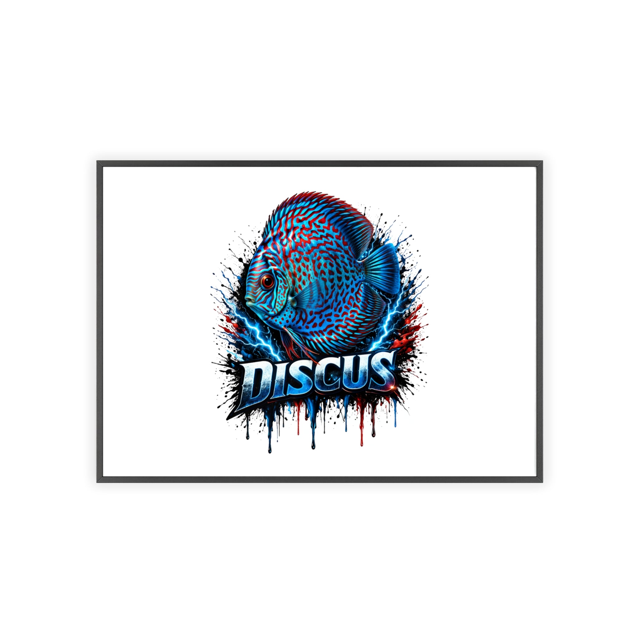 Discus Fish Poster with Wooden Frame — Colorful Aquarium Art Print