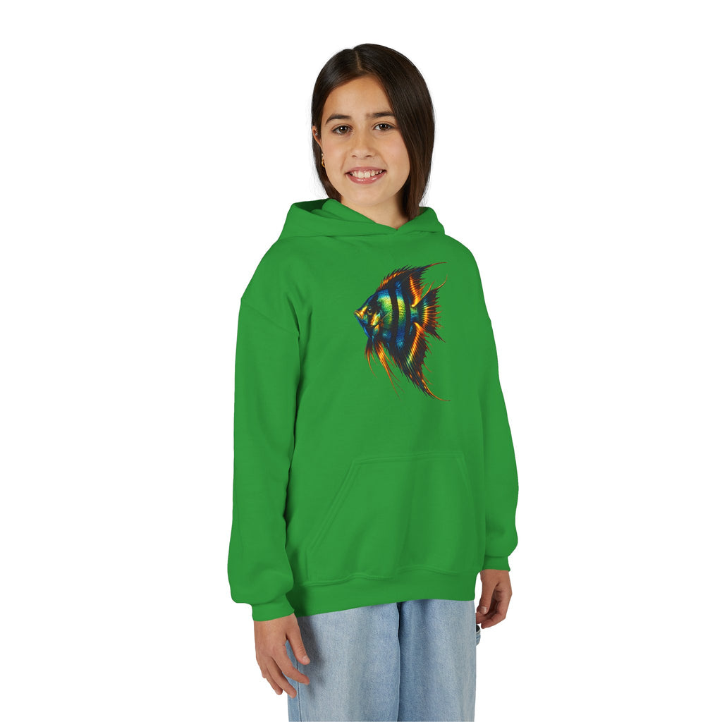 Youth Angelfish Hoodie - Colorful Aquarium Fish Graphic Sweatshirt