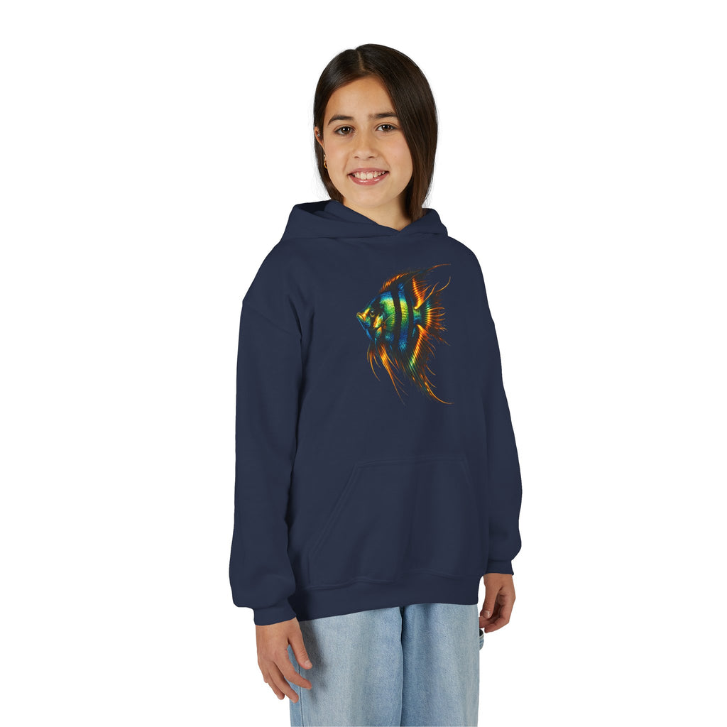 Youth Angelfish Hoodie - Colorful Aquarium Fish Graphic Sweatshirt