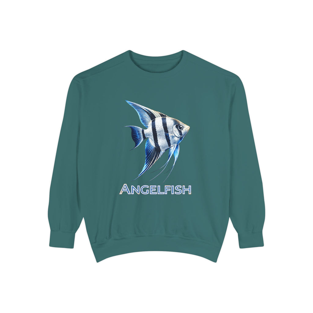 Angelfish Graphic Sweatshirt — Blue Tropical Fish Crewneck