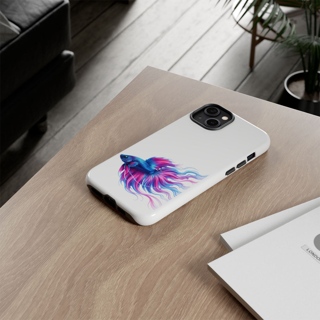 Betta Fish Tough Phone Case — Colorful Watercolor Fish Protective Cover