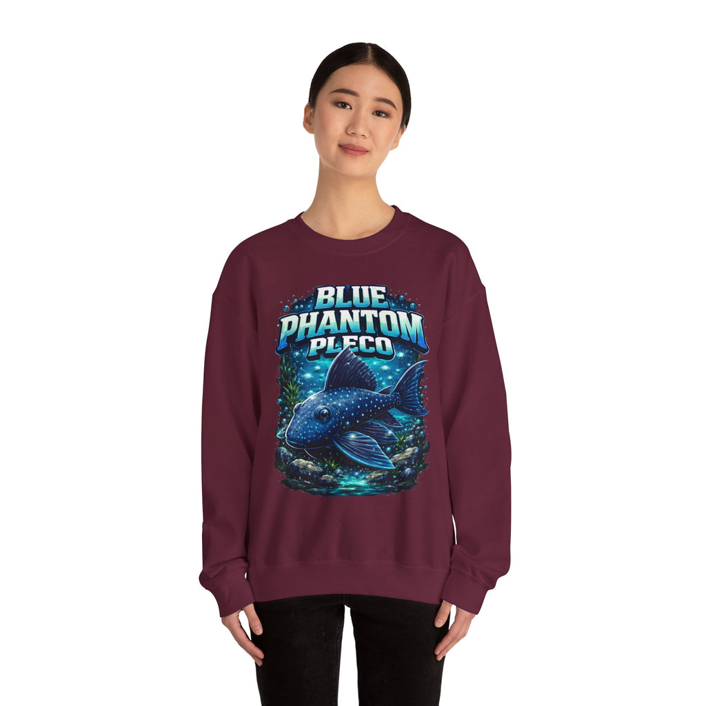 Blue Phantom Pleco Crewneck Sweatshirt – Aquatic Fish Graphic Pullover