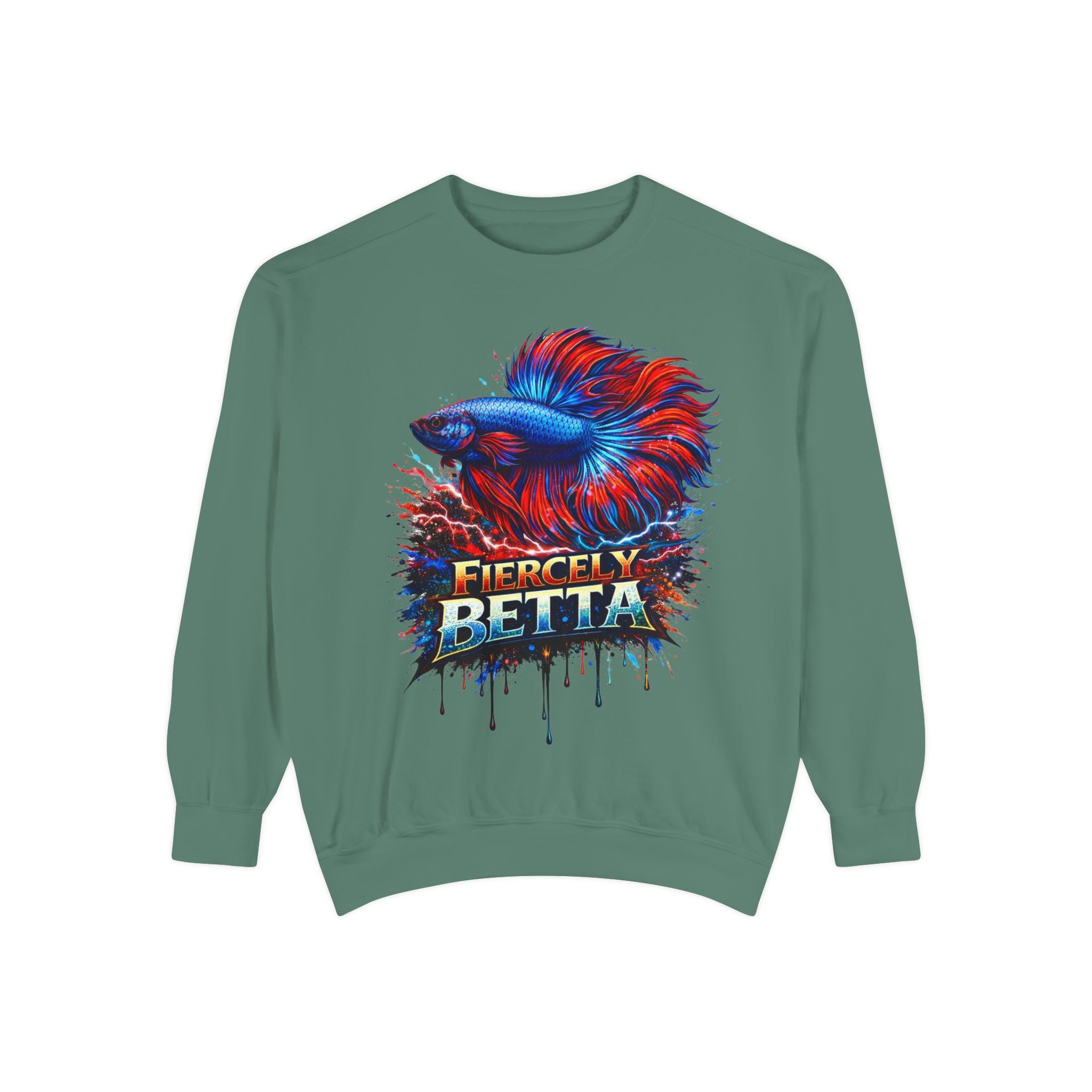 Betta Fish Sweatshirt — "Fiercely Betta" Colorful Aquarium Crewneck