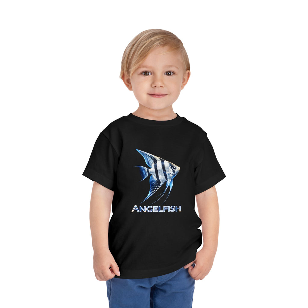 Angelfish Toddler Tee – Blue Aquarium Fish Graphic Shirt