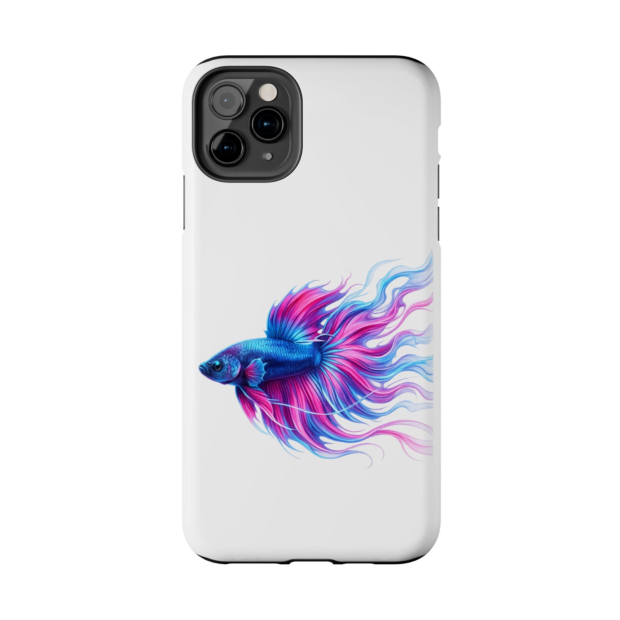 Betta Fish Tough Phone Case — Colorful Blue & Pink Aquarium Art
