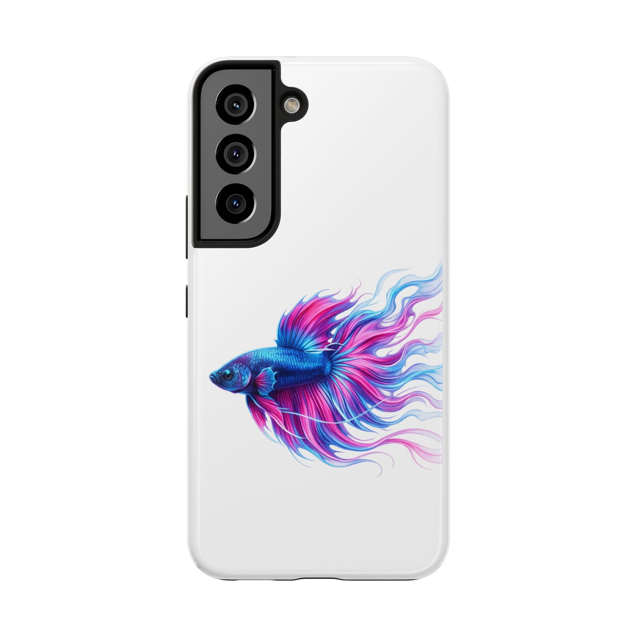 Betta Fish Tough Phone Case — Colorful Blue & Pink Aquarium Art