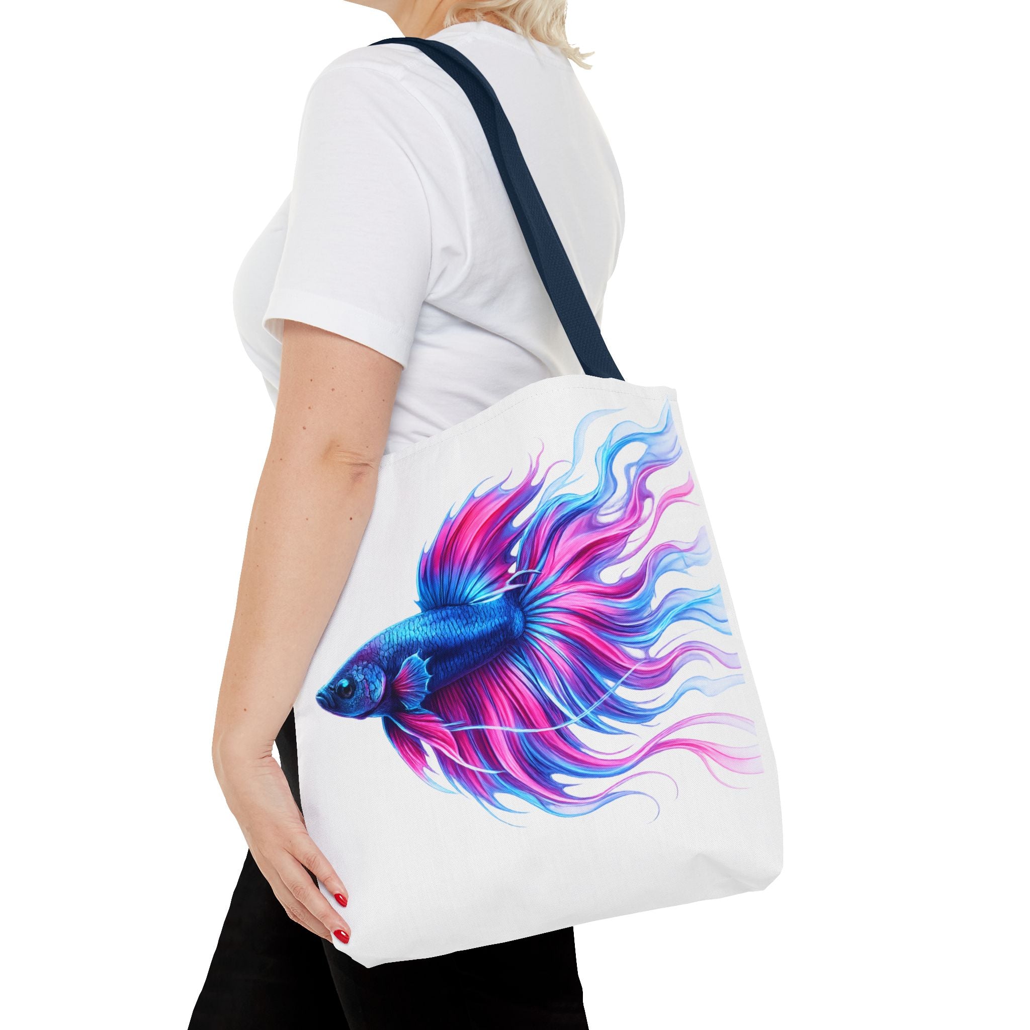 Colorful Betta Fish Tote Bag — Vibrant Blue & Pink Aquatic Art Beach Tote