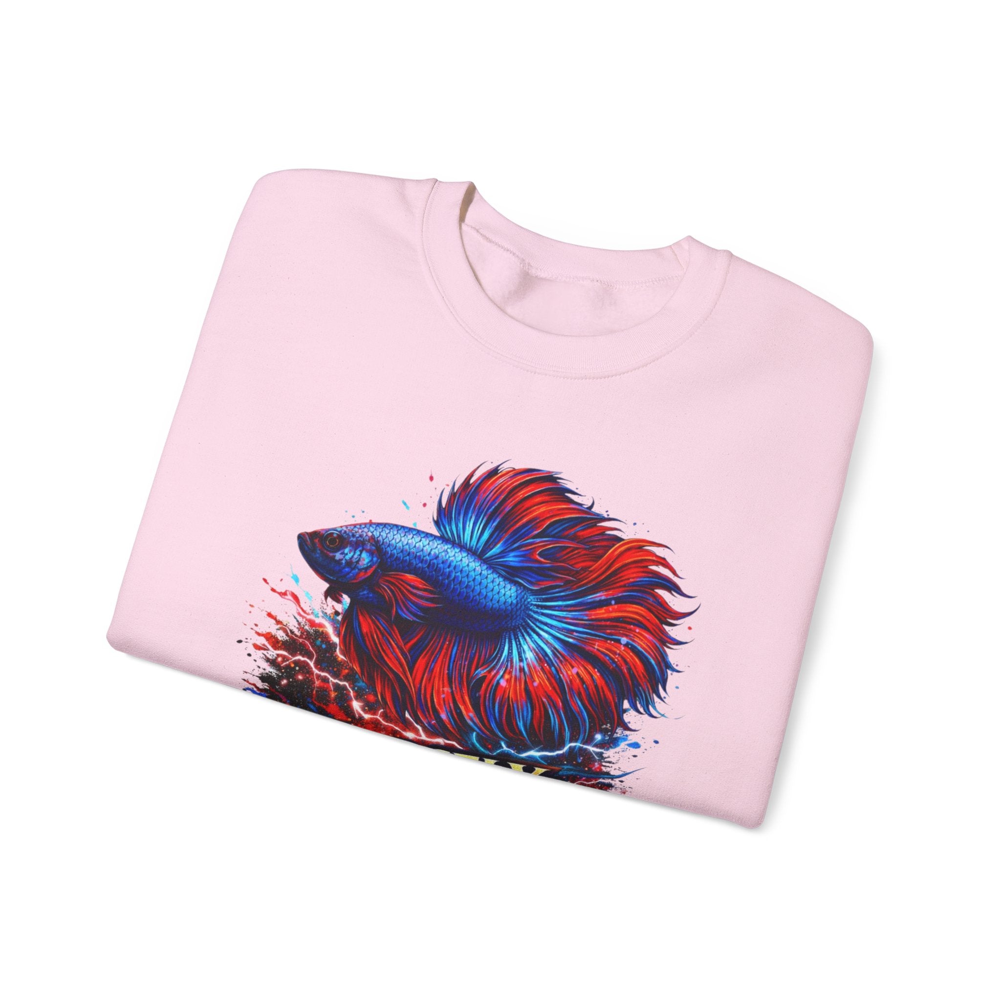 Betta Fish Crewneck Sweatshirt — "Fiercely Betta" Colorful Aquarium Graphic