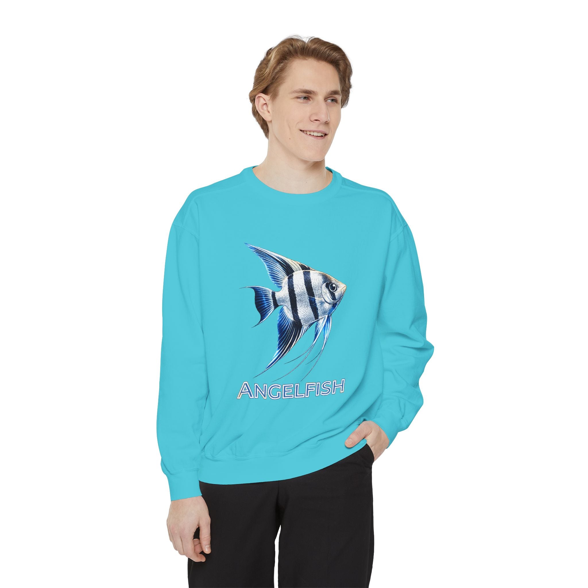Angelfish Graphic Sweatshirt — Blue Tropical Fish Crewneck