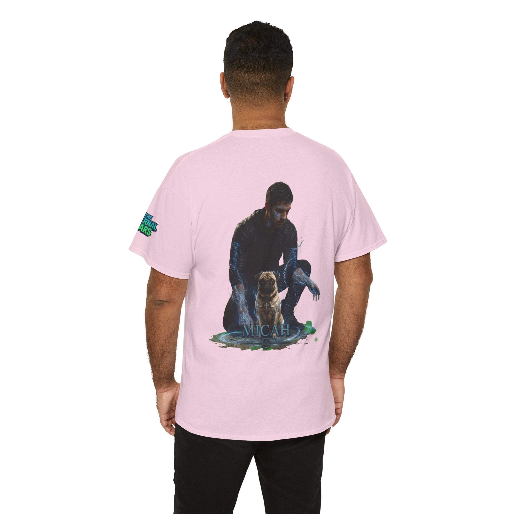 T-Shirt — Nature Warrior Graphic Tee with Man and Dog Illustration