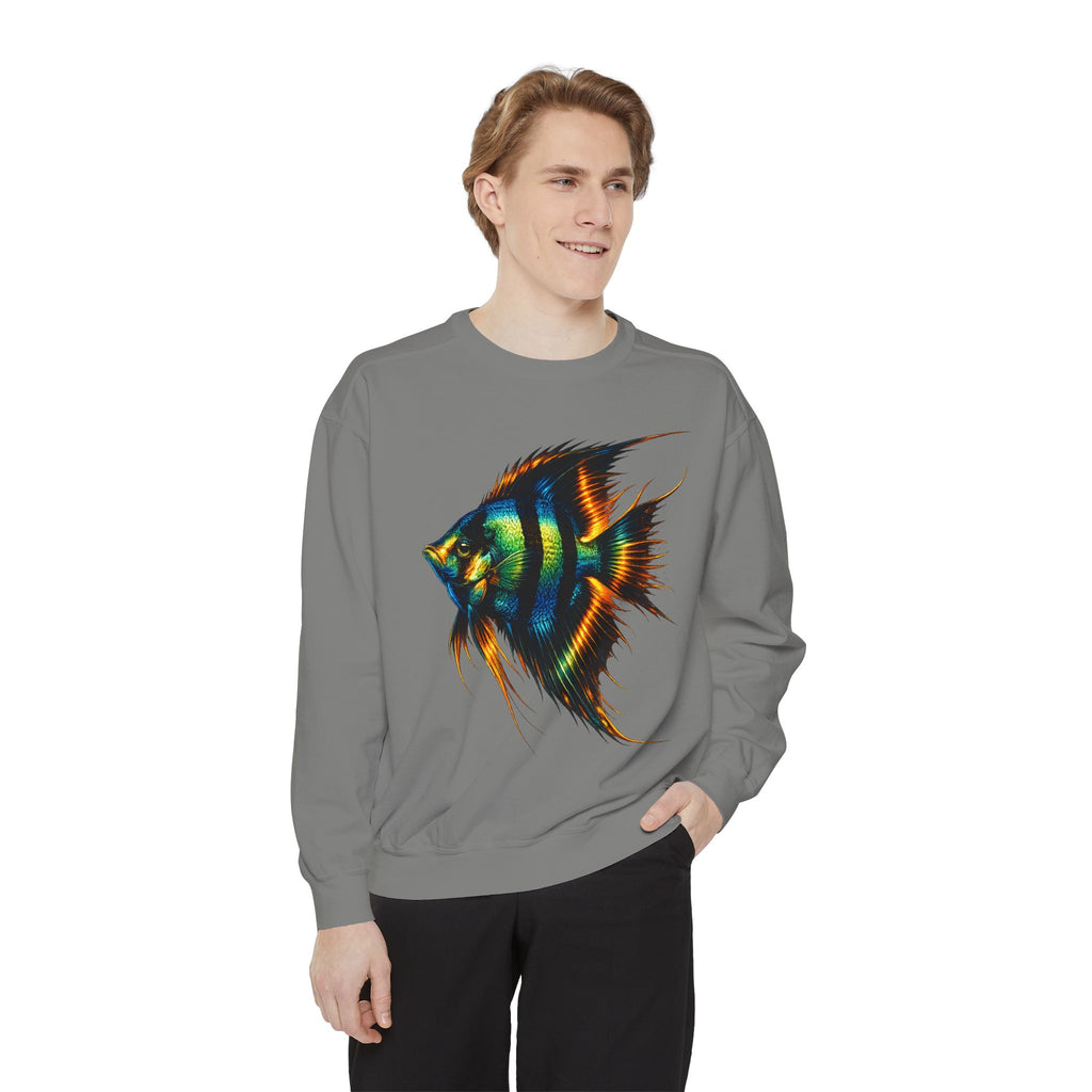 Angelfish Art Sweatshirt — Colorful Aquarium Fish Graphic Sweatshirt