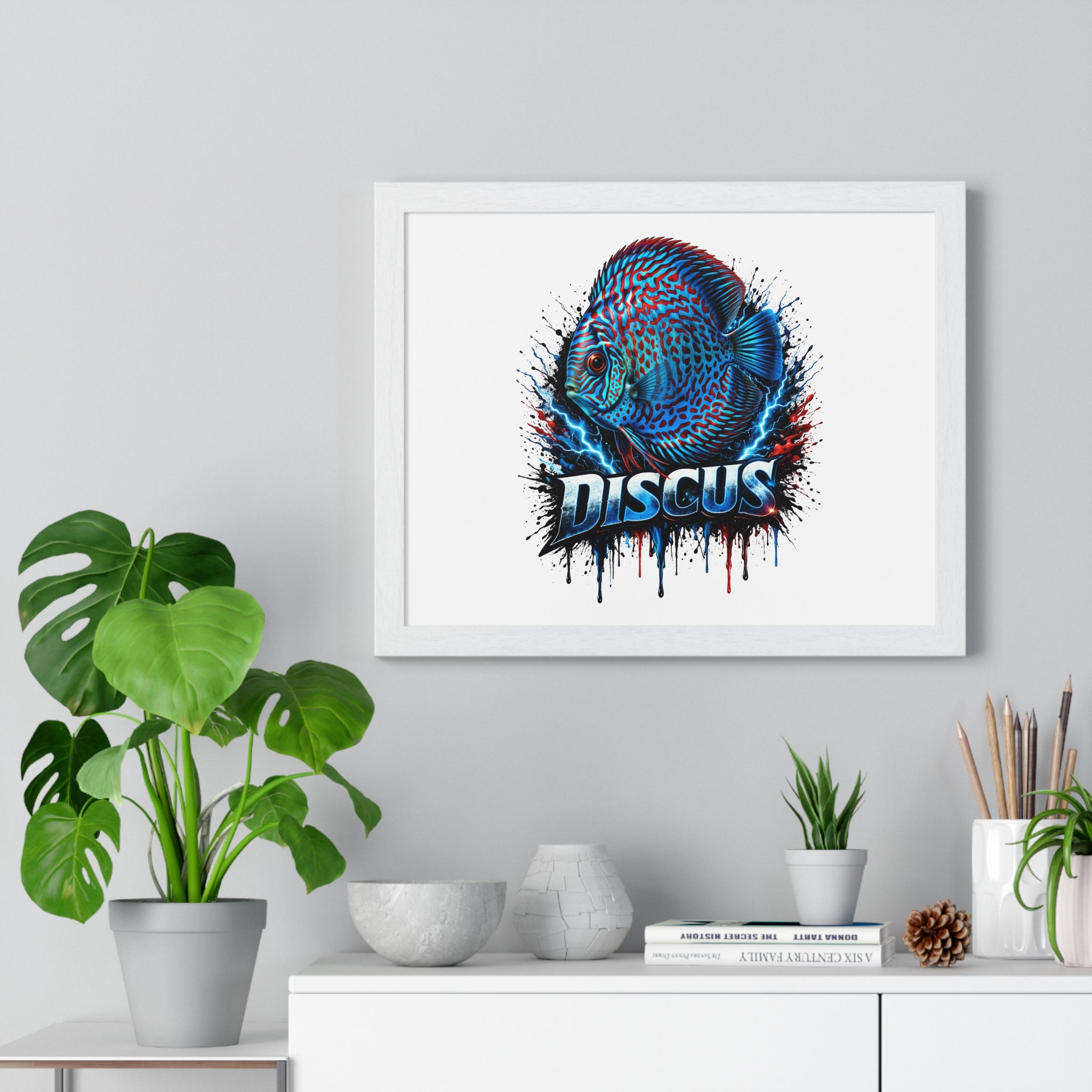 Discus Fish Framed Poster — Colorful Aquarium Artwork