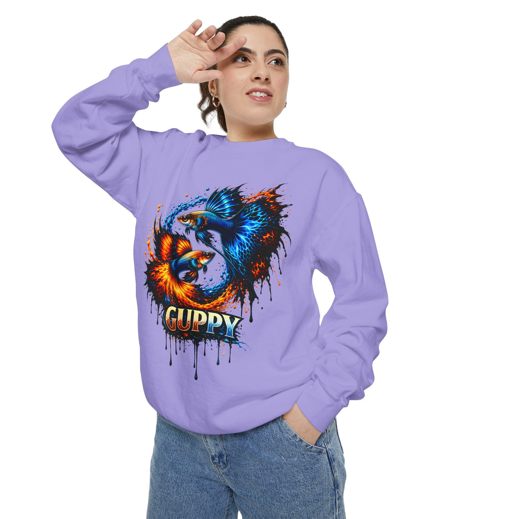 Fire & Ice Guppy – Premium "Neon Flare" Garment-Dyed Sweatshirt