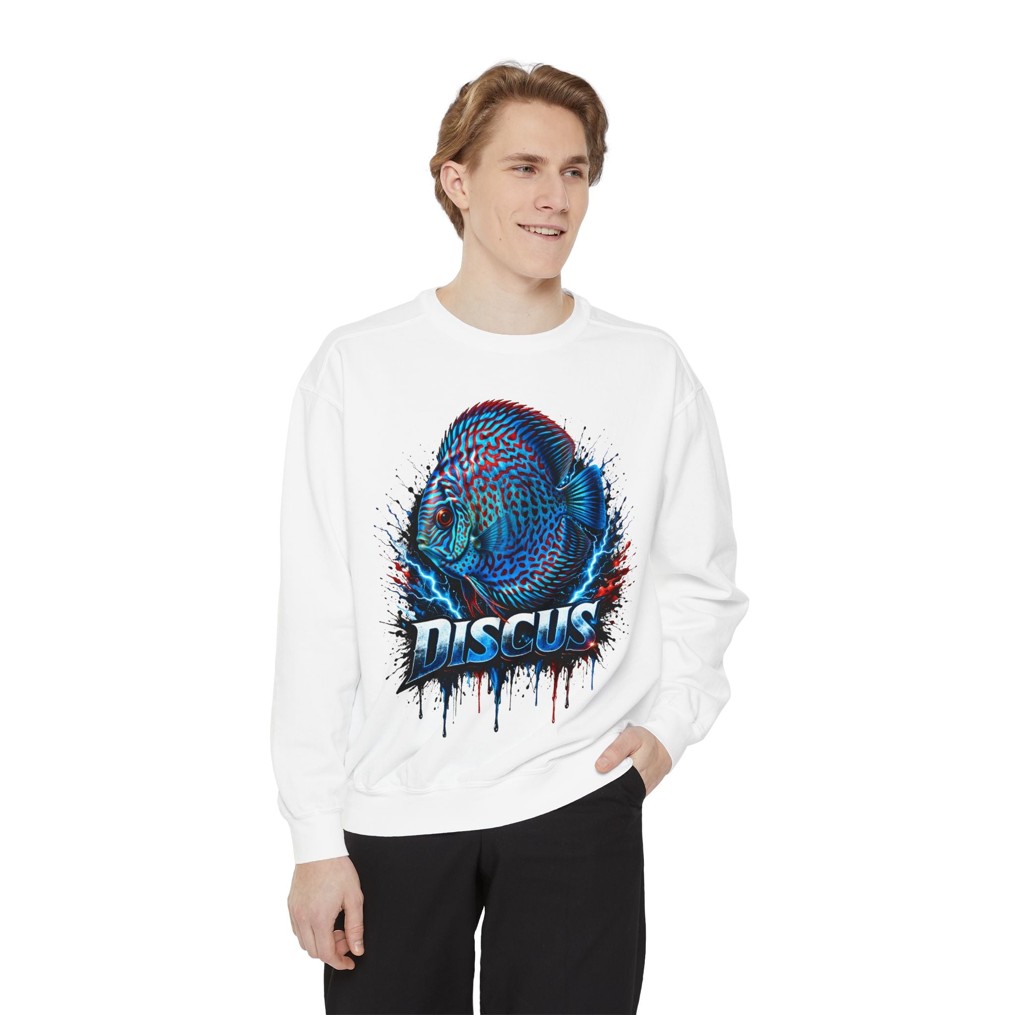 Discus Fish Graphic Sweatshirt — Vibrant Aquarium Lover Crewneck